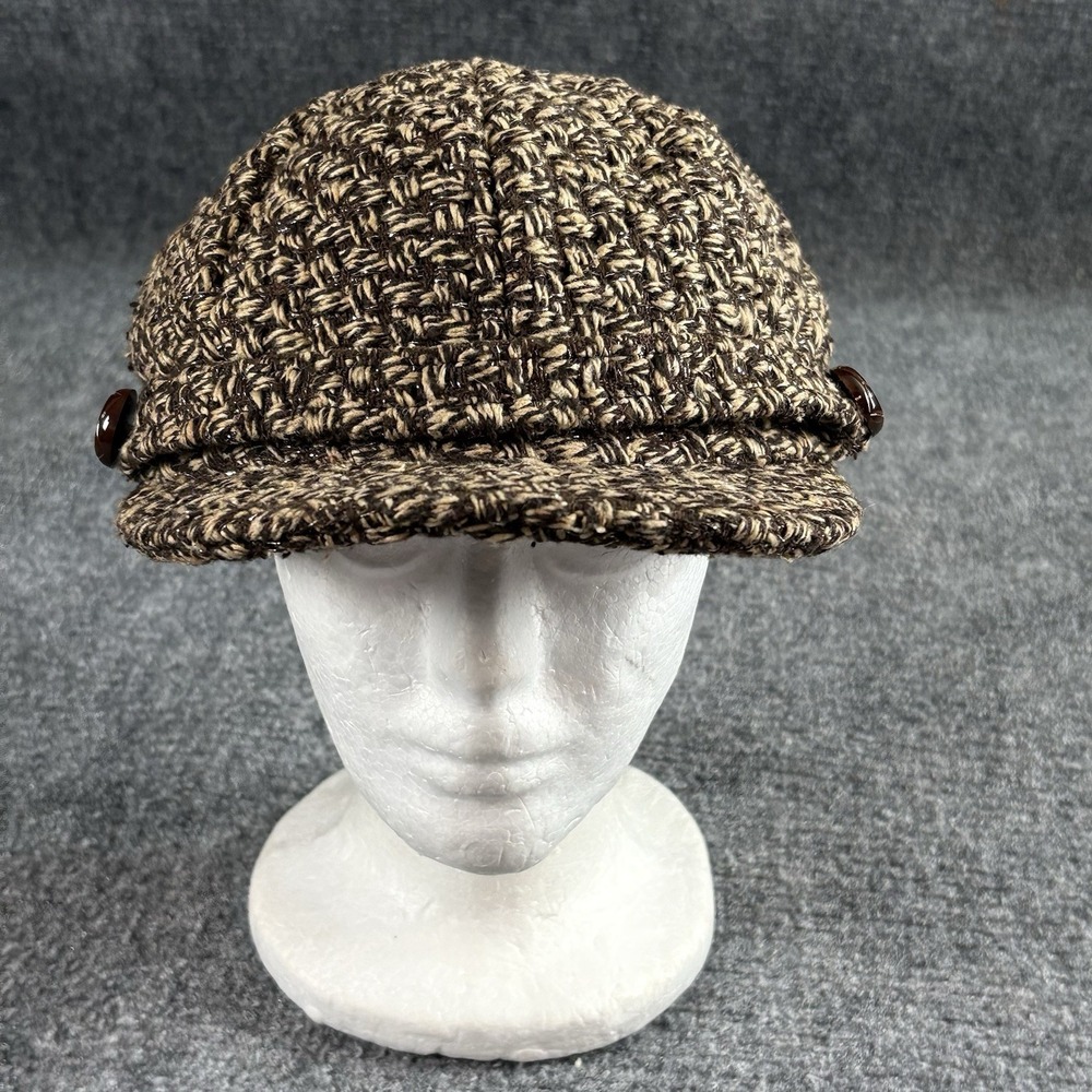 Magid Hats Womens‎ Brown Tweed Newsboy Cap OS Bakerboy Cottagecore Dark Academia